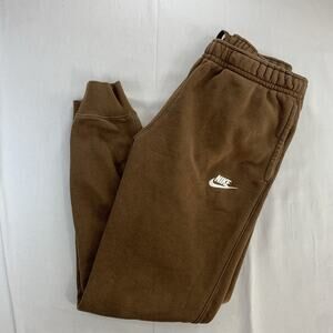 Nike Sweatpants Mens Small Brown Joggers Fleece Athletic Pants Logo